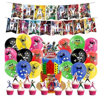 Power Rangers Birthday Decoration Set - Anime Themed Party Supplies for Children's Birthday Party - 38 Pieces