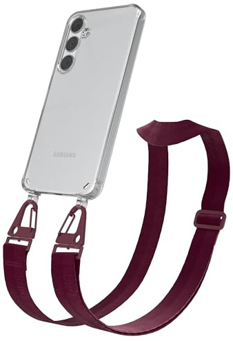 EAZY CASE - Hülle mit Band kompatibel mit Galaxy S24 Plus Handyhülle mit Umhängeband Silikonhülle Transparent Schutzhülle Handykette zum Umhängen Handykordel Smartphone in Beere - Clips Beere