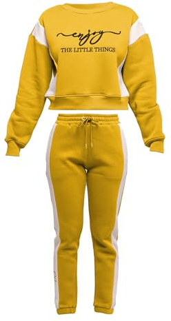 TOMBARRON für Frauen 'Enjoy' Embroidered Stylish Tracksuit | M | Yellow
