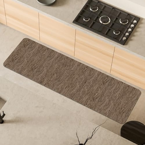 Comart - Alfombra para Cocina Nancy - Antideslizante - Lavable en Lavadora - Moderna Alfombra de Chenilla - Camino de Pasillo y Cocina - Suave y Resistente - Made in Italy - Marrón - 50 x 170 cm