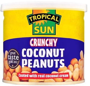 Tropical Sun Crunchy BBQ Peanuts 140g Pack of 1 High Protein Sweet Cocos Flavour Roasted Nuts Vegan Nibble Snack with Welari Thank You Card | (1pack) (140g)
