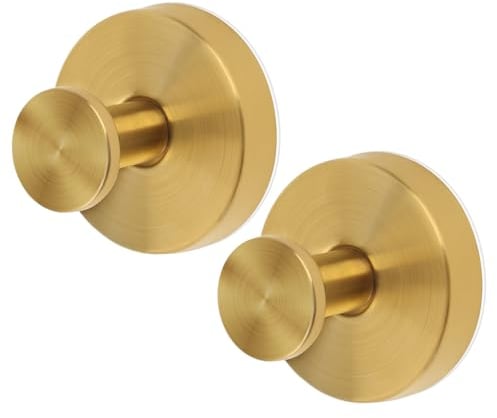 PEUTIER 2uds Ganchos con Ventosa, Ganchos con Ventosa para Ducha Acero Inoxidable Calidad Ganchos con Ventosa para Ducha Gancho Toalla Baño Adecuado para Espejos Vidrio con Superficie Lisa(Dorado)