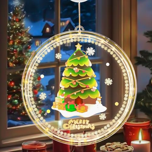 Vegawumen Weihnachtsdeko Fenster, 20CM 24 LED Beleuchtung Fenster Weihnachten, IP44 Wasserdicht Weihnachts Fensterbeleuchtung für Outdoor und Indoor Weihnachtsbaum