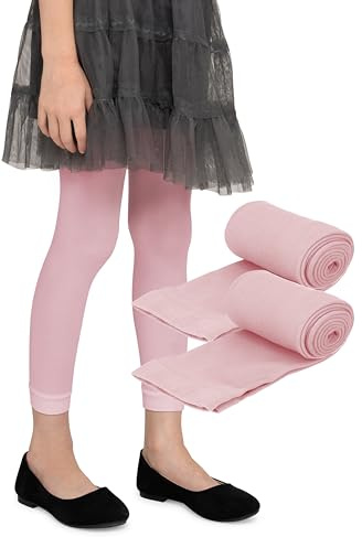 LORES Leggings 7/8 pour Filles Pantalons élégants sans Pieds à la Mode pour Enfants Pantalons de Sport de Ballet de Yoga de Gymnastique Jupe Robe Alice, Paquet de 2 Rosa 98/104 cm (3/4 Ans)