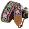 Padwa Lifestyle Sangle Appareil Photo - Tête en cuir classique du Crazy Horse Art,Sangle D'appareil Photo en Coton Brodé de 2,Bandoulière Photographe Réglable Pour Tous Les Appareils Photo DSLR