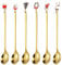 Weihnachtslöffel, 6-teiliges Weihnachts kaffee Löffel, mit Weihnachtsanhänger, Weihnachten Edelstahl Dessert Teelöffel,Dessertlöffel,mit Geschenkverpackung,für Teesuppe (Gold)