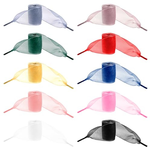 Giantree 10 pares de cordones coloridos de satén para mujer, cordones de seda suave, cordones anchos de encaje de moda, cordones planos de hilo de nieve para mujeres y niñas, multicolor