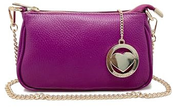 Chicca Borse Borsetta da donna in pelle, borsa a tracolla clutch (Viola)