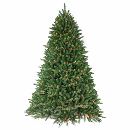 RUYICZB 2,44 M Hochwertiger Künstlicher Weihnachtsbaum Mit Warmen Lichtern Und 2768 Zweigspitzen, Weihnachtsbaum Mit Klappbarem Ständer Als Party-Dekoration Für Zuhause, Büro