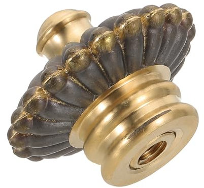 PATIKIL 38 x 30mm Embouts lampe, 1 Ensemble coques Bouton en Laiton Massif pour Décoration Haut d'Abat-Jour, avec Écrous à Vis en Laiton Vintage Rétro