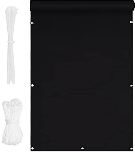 Brise-vue 0,9 x 10 m - Protection UV - Imperméable - Œillets en nylon - Idéal pour les fêtes et événements en plein air - Noir