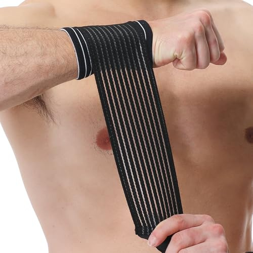 NEOtech Care Protège-poignet - Ultra léger, élastique & respirant - Compression ajustable - Bracelet pour tennis, golf, gym, sport, exercice (Noir, Taille M, 1 Unité)