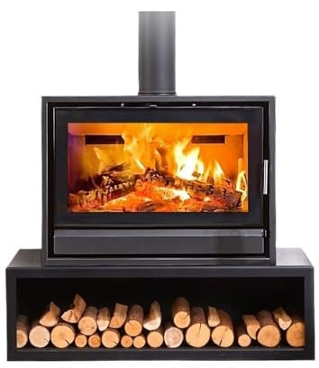 Estufa de Leña Chimenea, estufa de calefacción de leña de fuego Real, placa de acero de estilo europeo, estufa de leña for casa de familia, estufa de calefacción for Villa Estufa de Camping(Grande)