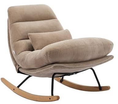 Vente-unique - Schaukelstuhl Reliaco Stoff Taupe 82 cmx93 cm | Zusätzliche Kissen | Zusätzliche Kissen mit Lieferumfang
