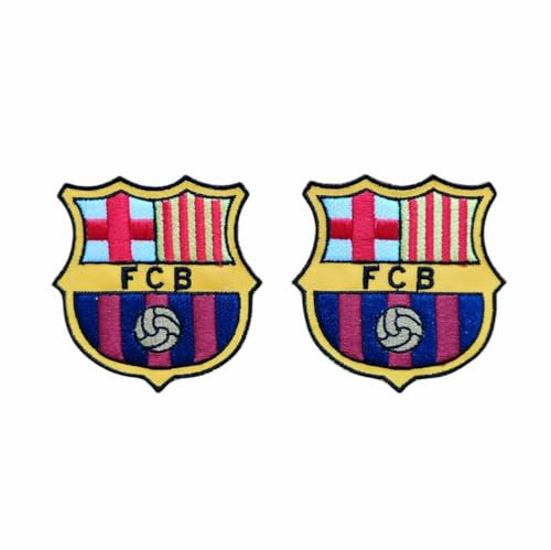 Aufnäher mit Wappen der Fußballmannschaft, zum Aufbügeln oder Nähen, 2 Stück, 7 cm x 7 cm, bestickt, Barcelona