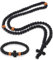 Landical 2 Pcs Handmade Orthodox Prayer Rope 100 Knots and Christian 33 Knots Bracelet Greek Prayer Rosary Protection Blessing Cross Charm Gifts (Brown,Classic Style)
