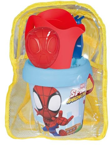Smoby - Rucksack mit Spidey Strandeimer mit Zubehör - einschließlich Schaufel, Rechen, Sieb, Gießkanne und Sandform - recyceltes Material - für Kinder ab 18 Monaten - (7600862214)