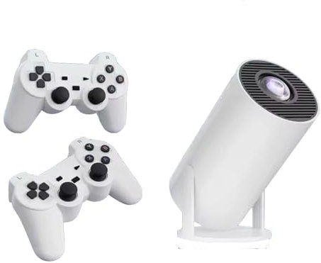 Game proyector 2in 1. Proyector con Juegos y mandos inalámbricos 16:9. Proyector portátil con Imagen HD, conectividad Total y diseño Compacto. Proyector con Juegos Retro Blanco