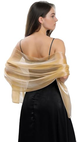 HAGOT Stola Elegante Donna Cerimonia, Per Sposa Damigella Cerimonia Matrimonio Serata, Champagne Gold