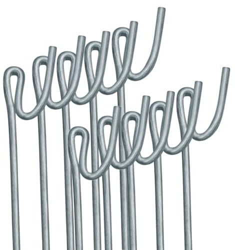 TuffLine™ Fencing Pins 125cm – Pack of 10 – Standard, Black Coated, Galvanised, Ribbed, Ribbed Galvanised – Heavy Duty Temporary Fence Posts (Standard Steel)