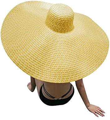Sonnena Chapeau de Plage Surdimensionné à Large Bord pour Femme Grand Respirant Étanche Chapeau de Paille Protection Uv Chapeau D'Été Pliable Confortable Chapeau de Voyage Casquette Visiere Femme