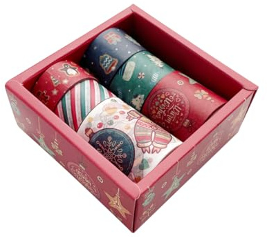 DOITOOL 6pezzi Nastro Adesivo Natalizio Nastro Washi Decorativo Di Carta Fai Da Te Washi Cartoni Animati Per Confezioni Scrapbooking Decorazioni Natalizie
