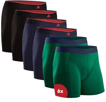 DANISH ENDURANCE Bambus Boxershorts Herren, Mit oder ohne Eingriff, 6er oder 10er Pack, Mehrfarbig (2X Schwarz, 2X Marineblau, 2xGrün), XXL