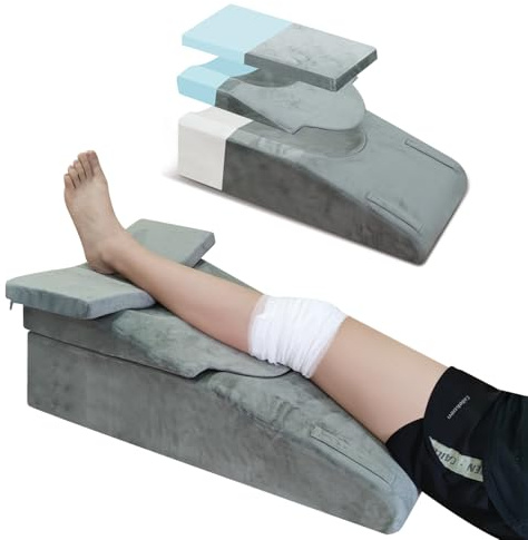 ChunxiFurnis Knee Extender Elevation Pillow for After Surgery Recovery, Memory Foam Leg Pillow for Knee Replacement Surgery, Height Adjustable Cushion for Lower Back Hip Ankle Sciatica Pain Relief