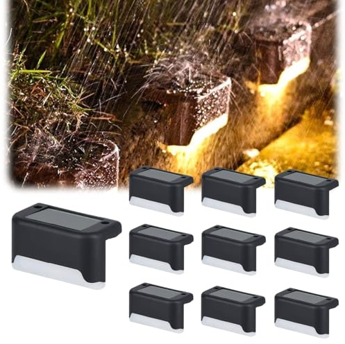 linory lights Solflare | der warmen Solarbeleuchtung Selbstklebende Solarlampen 10/20 Stück - Schwarz Solarleuchten für Außen, wasserdichte LED Gartenlichter für Treppen, Stufen, Zäune