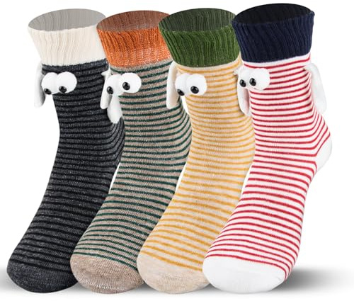 Dwafill Lustige Geschenke Beide, 2/4 Paar Magnetische Socken für Paare, ein Verrücktes Paar, Socken Weihnachten Damen, Freunde Partner