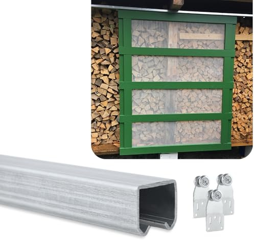 TENDAGGIMANIA Schiebetür Schiene MODULAR aus verzinktem Eisen 350 CM + Laufrollen Schiebetür INKL (jede Laufrolle unterstützt 35kg)- Geeignet für Vorhänge, Schiebetüren, Pavillon Pergolen