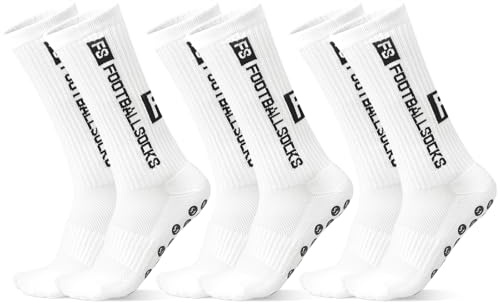 Betrynidil 3 Paar Fußball Socken Anti-Rutsch Stoppsocken, Sportsocken für Herren & Damen, Grip Socken für Fußball, Basketball, Laufen, Fitness (Größe 39-46) (Weiß)