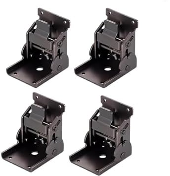 Klappverschluss-Scharnier Die robuste Klapphalterung mit 90-Grad-Selbstverriegelungsscharnieren for Tischbeine und Leisten, 330 Pfund pro Stück(Black-4PCS)
