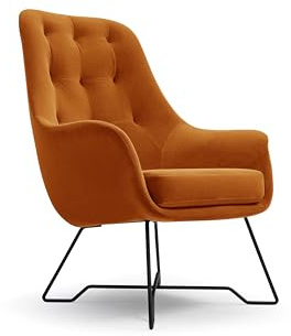 Masseno Ohrensessel SEDUTA, Lounge Sessel im Modern Stil mit Armlehnen, Komfort Polsterstuhl für Esszimmer, Wohnzimmer, Bein aus Metall, Velluto 33