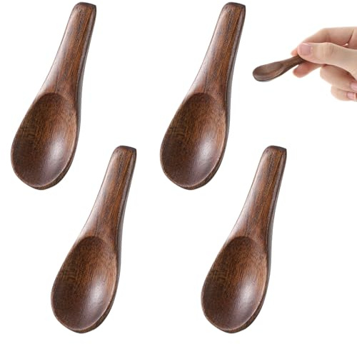 4 Pcs Small Wooden Spoons for Cooking, Tiny Spoons for Sauces
