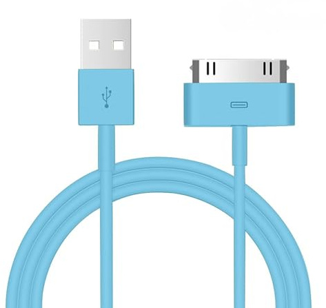 1x Peak Power 30-Pin USB Lade- & Synchronisationskabel 1m - kompatibel mit iPod Nano, Touch, Classic, Video, iPhone 3G / 3GS / 4 / 4S & iPad 1/2 / 3 (Himmelblau)