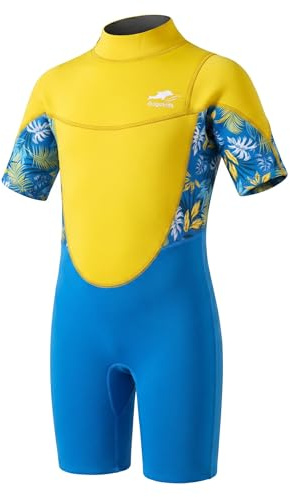Gogokids Combinaison shorty en néoprène pour enfant - 2,5 mm - Fermeture éclair dans le dos - Confort et chaleur - Néoprène UV pour la natation, la plongée avec tuba et le surf - Âge 2-8 ans