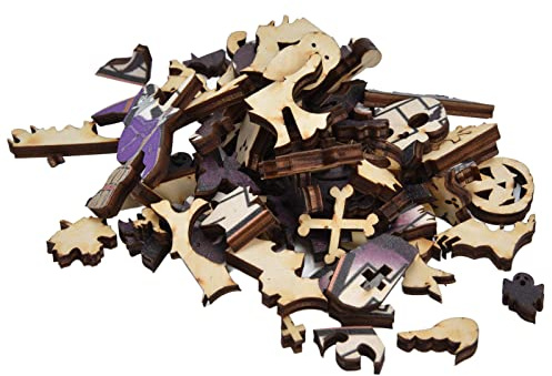 Chrees Halloween-Hexenhut-Puzzle, Pädagogisches Holzpuzzle mit Unregelmäßigen Fragmenten für -Wanddekoration (Hat Style)