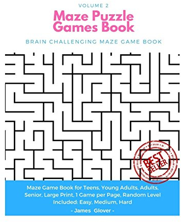 Maze Puzzle Games Book: Brain Challenging Maze Game Book for Teens, Young Adults, Adults, Senior, Large Print, 1 Game per Page, Random Level Included: Easy, Medium, Hard - Volume 2