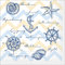 Sovie HORECA Tissue Serviette MARITIM 33 x 33 cm, 1/4 Falz, 100 Stück – Papierservietten mit maritimen Motiven in Hellblau & Beige – Leuchtturm, Anker, Muscheln, Seestern