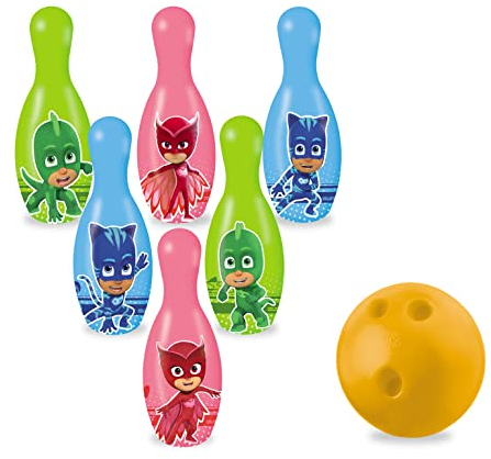 Mondo Toys – PJ Masks-Bowling-Set für Kinder – INKLUSIVE 1 Ball und 6 PJ Masks-Themenkegel – Sportspielzeug – Spiel für Kinder 2 3 4 Jahre – 28430