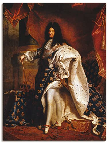 ARTLAND Wanddeko Leinwand Bilder Wandbild 45x60 cm Arrangement Vorhang Kleid Mantel König Portrait Ludwig XIV von Frankreich 1701 Barock Hyacinthe Rigaud S8BD