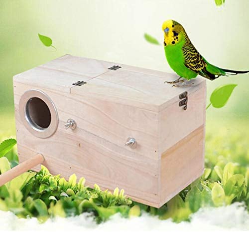 YUOKI99 Großsittichkobel Nestmulde Anflugstange Hölzerne Vogel Nistkasten, Sittich Wellensittich Kanarienvogel Zucht Box, Vogel Schachteln Feeding Station House(S)