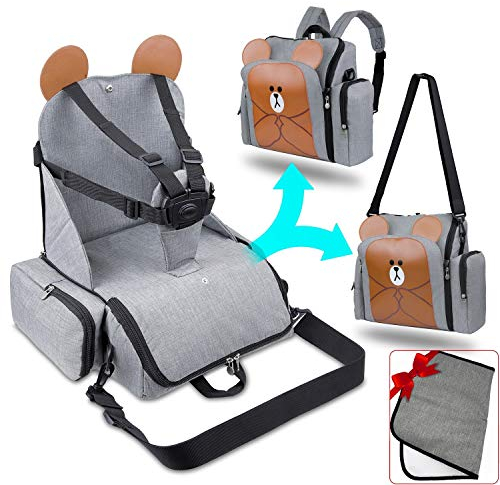 Sitzerhöhung Stuhl 4in1, Wärmekinderwagen-Tasche - Wickelauflage Tragbare Babymatratze - Multifunktionaler Mutterrucksack, Tragbarer Lebensmittel-Hochstuhl, Eco-Oxford Waterproof® Stoff