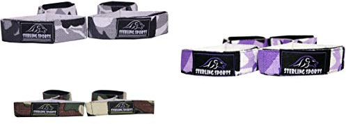 Sterling Sports® Figure 8 Straps Padded Cuff Weight lifting Gym Bar Strength Training Wrist Wraps (Set of 3 Cameo Grey Purple and Green)