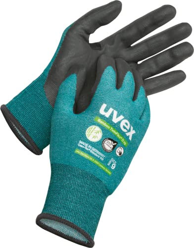 Uvex Bamboo TwinFlex D xg, 1 Paar - Schnittschutz- & Grip-Handschuh für trockene & feucht/ölige Bereiche - nachhaltig & robust - grün, schwarz