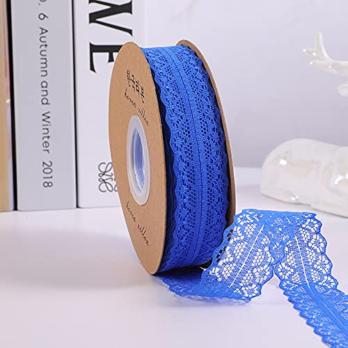 45M 3cm Breit Spitzenband Spitzenbordüre Geschenkband Spitze Borten Band Dekoband Zierband Spitzenborte Spitzenstoff Zum Nähen für DIY Basteln Hochzeit Tischdeko Scrapbooking Geschenkbox,Blau #1