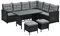 EVRE Monroe Outdoor 8 Seat Wicker Rattan Garden Furniture Dining Set Cushioned Classic Corner Sofa Chair Glass Top Table and Footrest for Patios Conservatories Rectangular (Black)