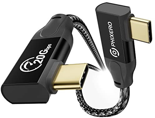 PHIXERO USB C to USB C Cable 100W [USB C 3.2 Gen 2x2, 20Gbps] USB C Cable with 4K Video Output, Compatible with Thunderbolt 3, MacBook Pro, iPad Pro, Laptops, Samsung (Dual Angle, 0.5m)