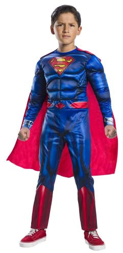 Rubies Superman Black Line Deluxe Kinder Jumpsuit mit muskulöser Brust und Umhang, offizielle DC Comics, Warner Bros für Halloween, Karneval, Weihnachten und Geburtstag, 702263-M